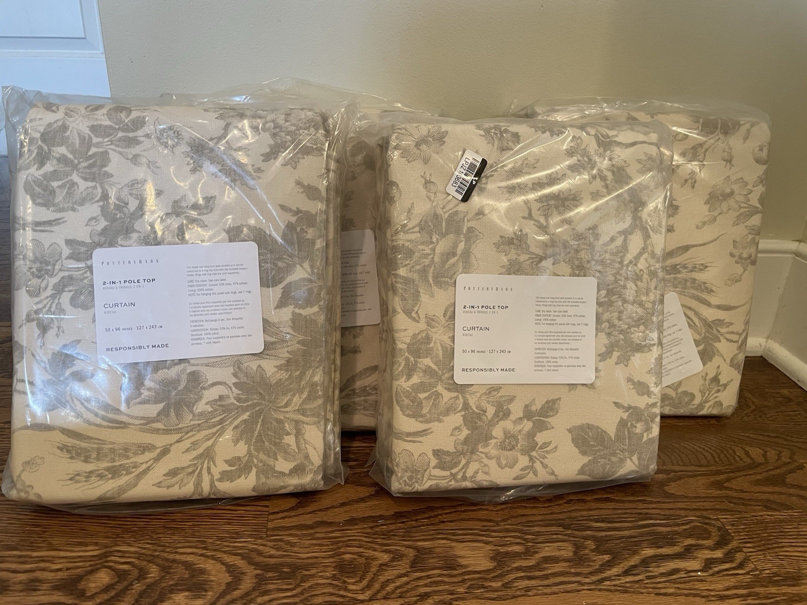 Pottery Barn Sorrel Set of 4 Light Filtering Curtains 50″x96″ Loden New Panels