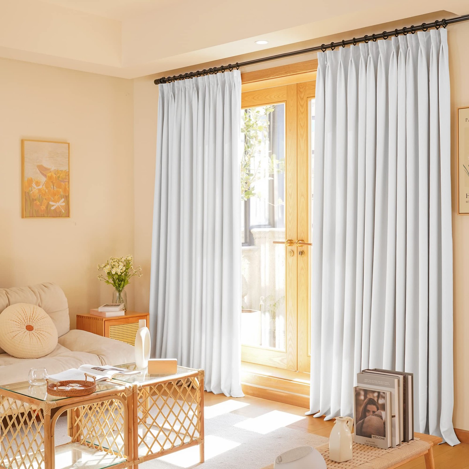 Huto Pinch Pleat Half Blackout Curtains 84 Inches Long Window Treatment For