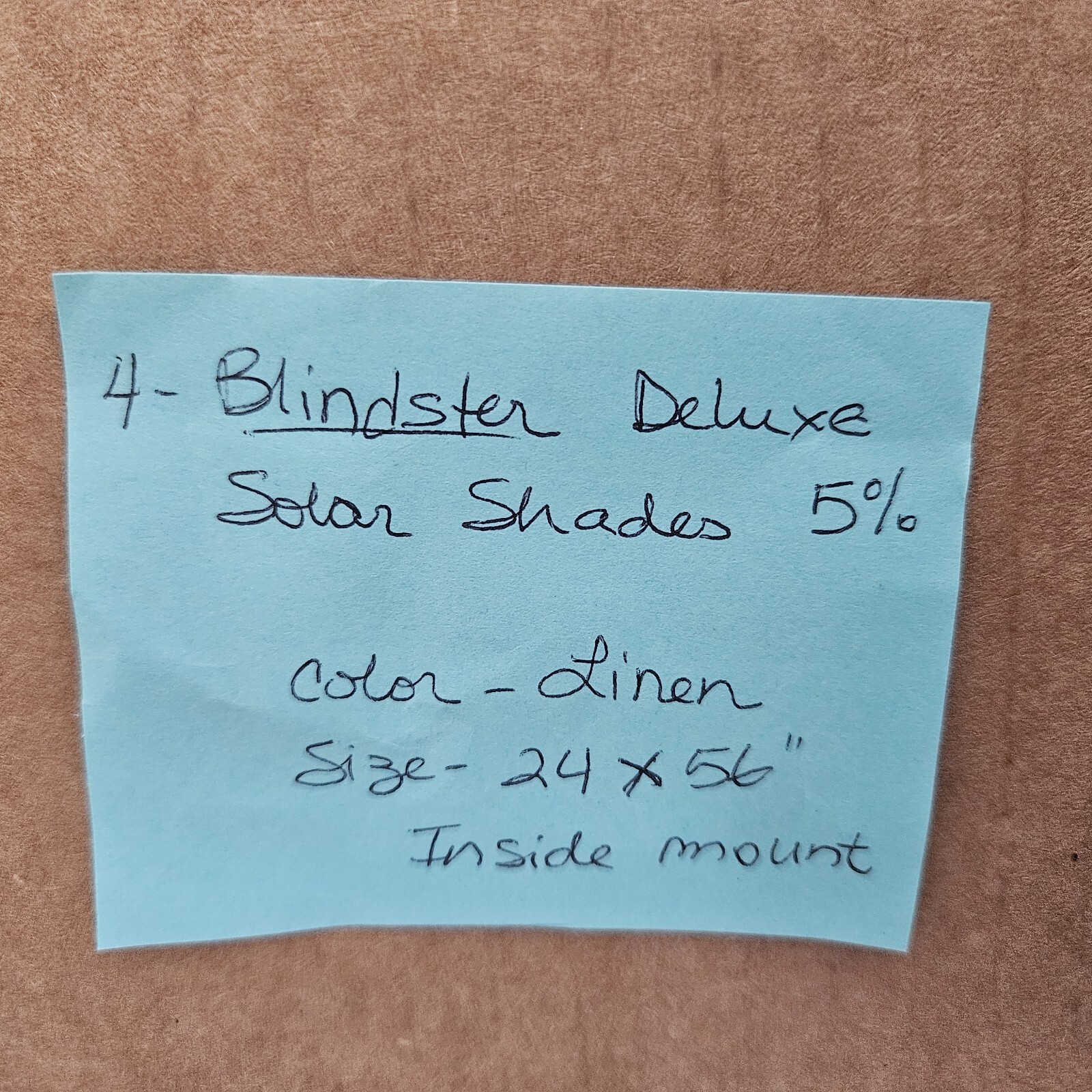 Blindster 4 Light Filtering Roller Shades w/5% Openness Solar 24″W x 56″H Linen