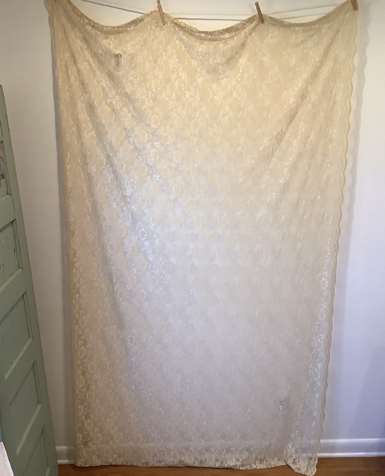 Chantilly Tea Colored Lace Window Curtain Romantic Antique Lace Fabric Panel