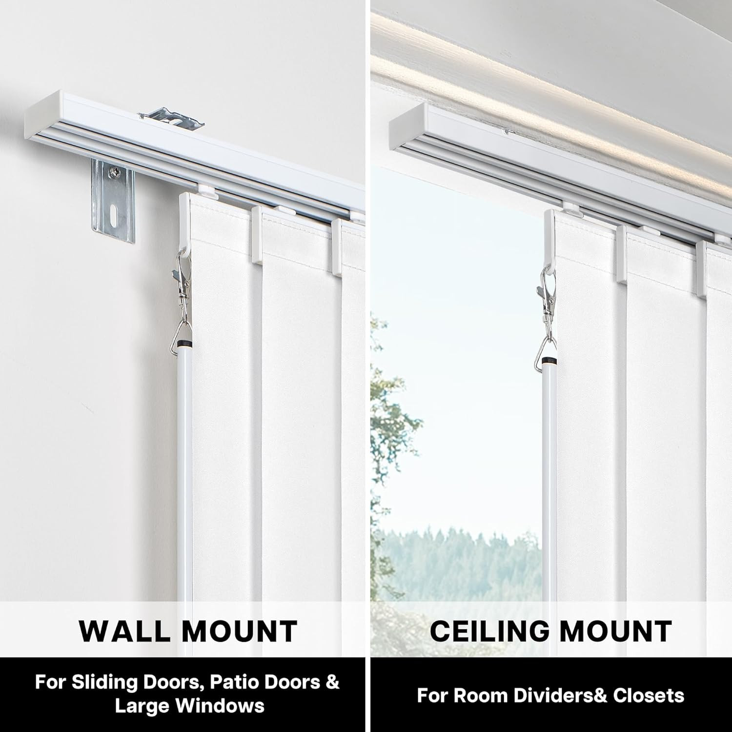 Adjustable Blackout Vertical Blinds for Sliding Doors, Extendable Track (45 3…