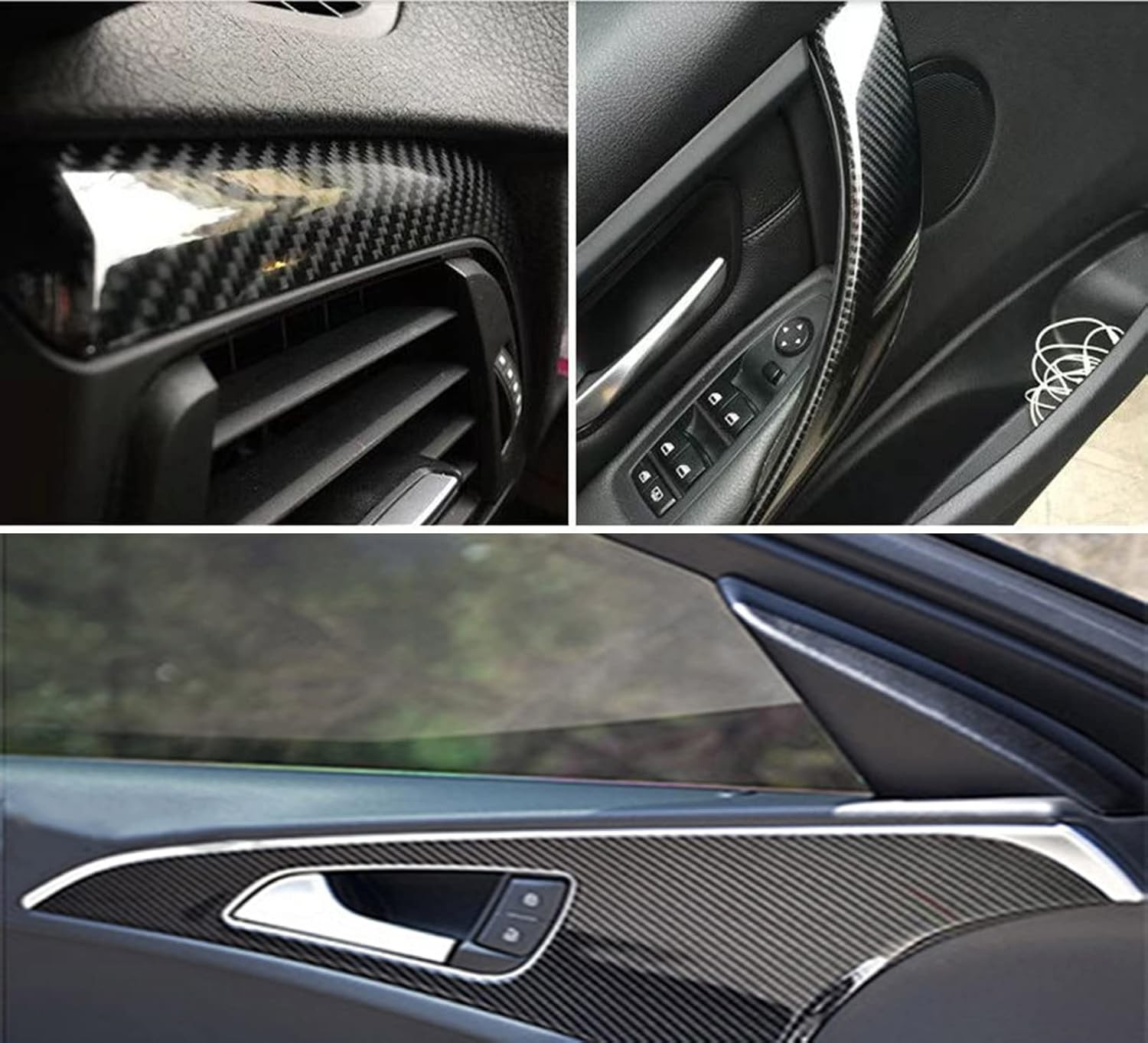 Carbon Fiber Vinyl Wrap 10Ft X 1Ft Self Adhesive Film, Black Vinyl Wrap Bubble F