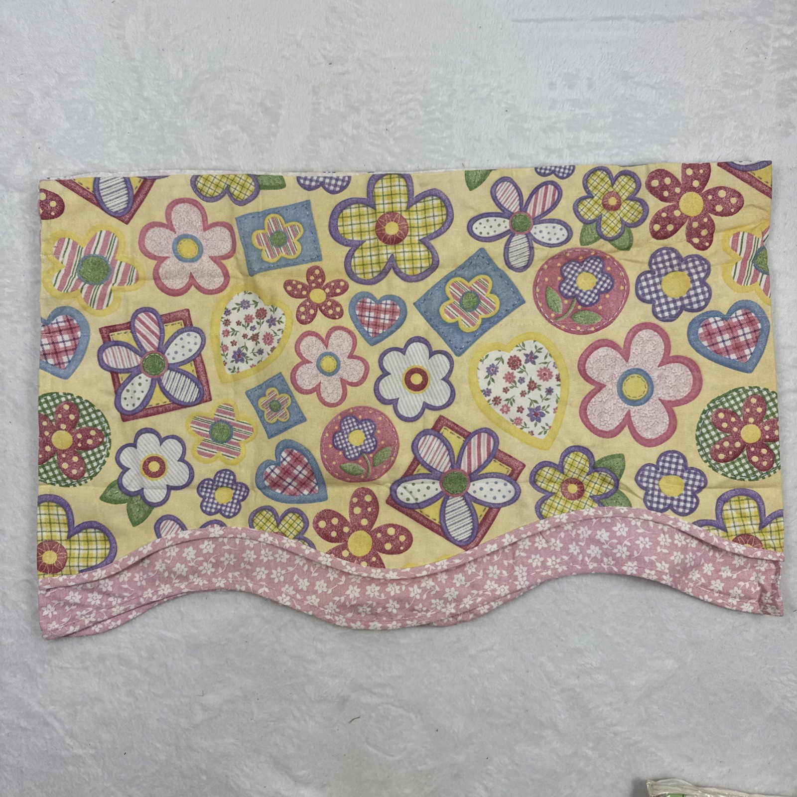 2 WAVERLY KIDS VALANCE HEARTS FLORAL PATCH PASTEL FAIRFIELD 54X14
