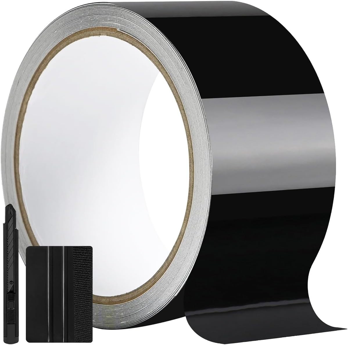 2IN X 30FT Gloss Black Vinyl Wrap for Chrome Delete Window Trim Car Door Sill…