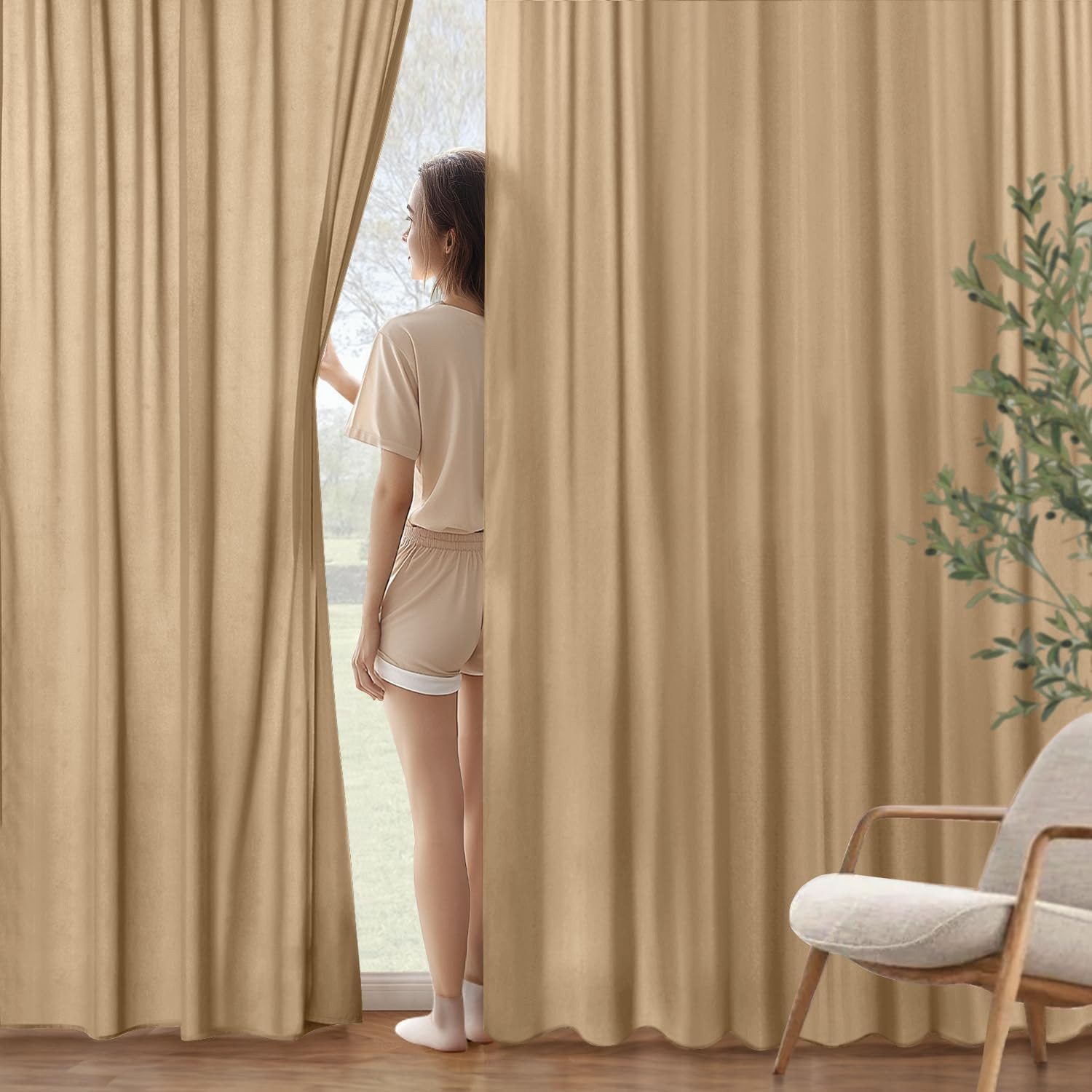 MIULEE Brown Privacy Sheer Curtains That Let Light in 72 Inches Long Non-See-Thr