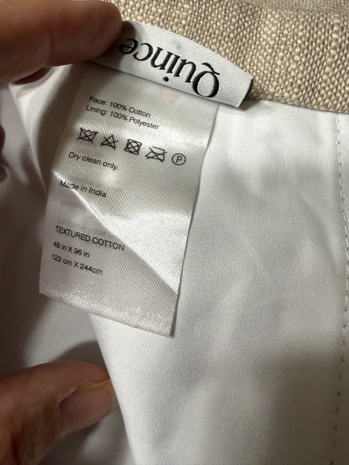 QUINCE Textured Cotton Light Filtering Curtain Panel 48×96 B106 Natural NWOT