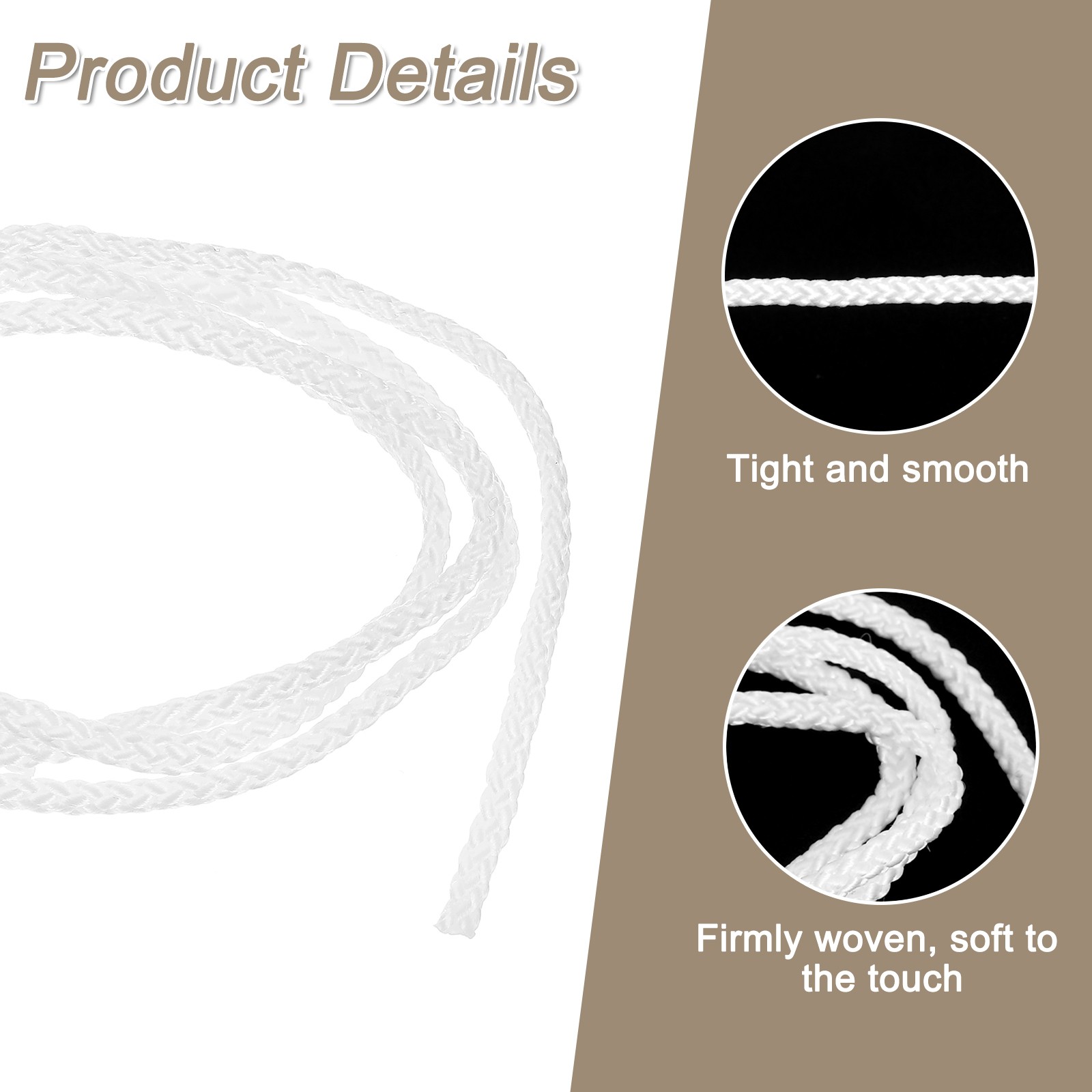 Cord Loop for Window Shades, 2.5mm 2Ft Window Blind Looped String, White