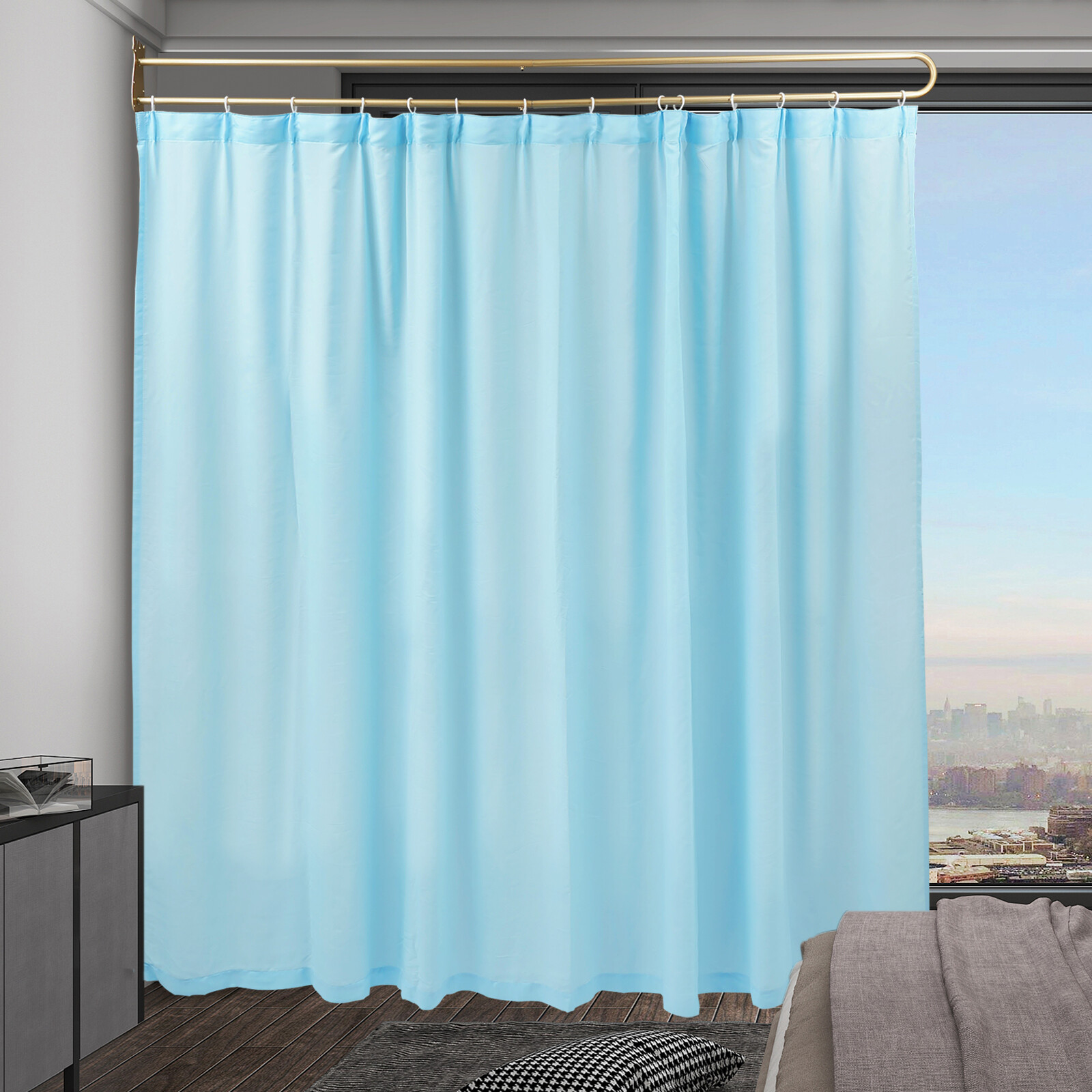 200cm U-Shape Room Divider Privacy Partition Curtain Privacy Protection Partitio