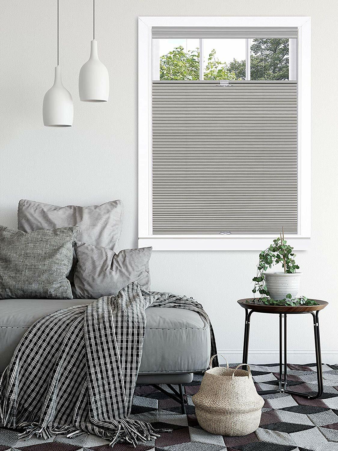 Dove Gray Cordless Cellular Top-Down Bottom Up Honeycomb Pleated Window Shades