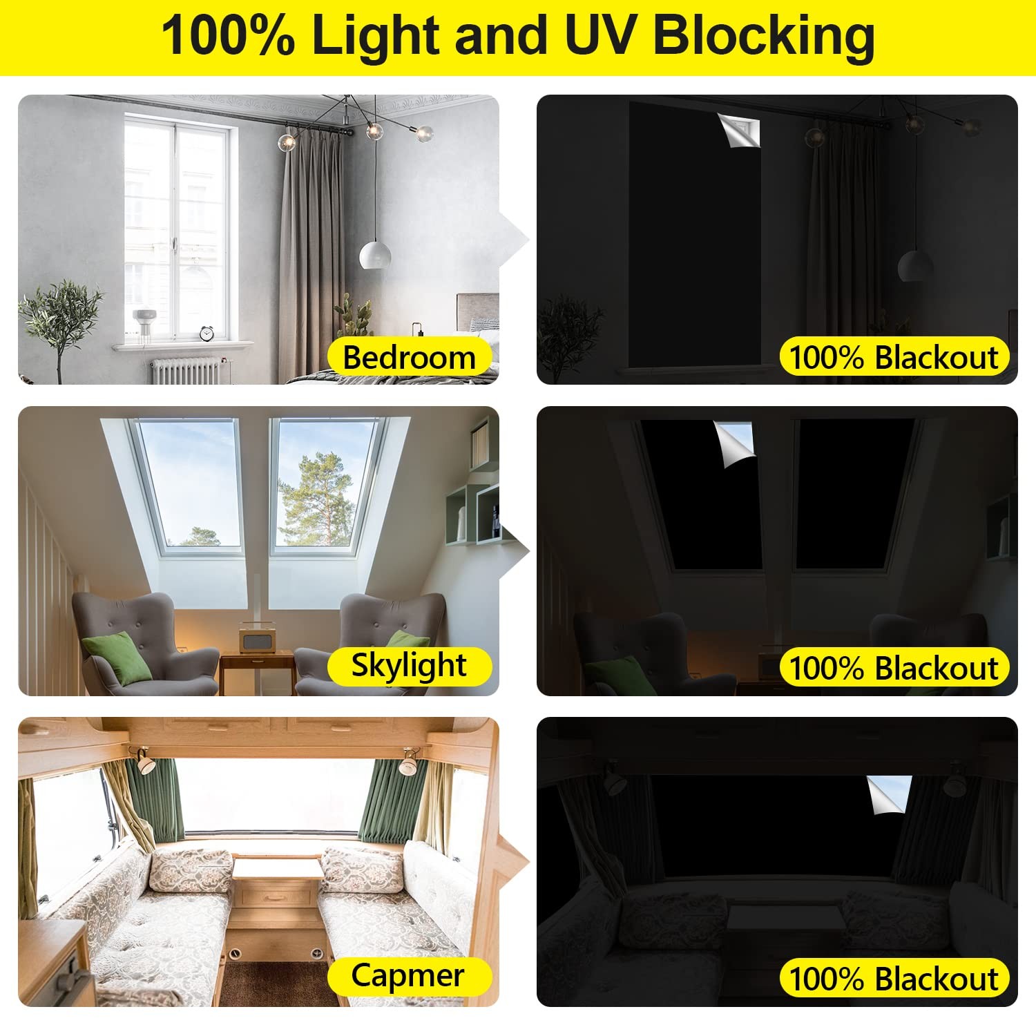 Blackout Curtains 2-Pack, Portable Cuttable Shades, No Drill, 57”W, Travel Use