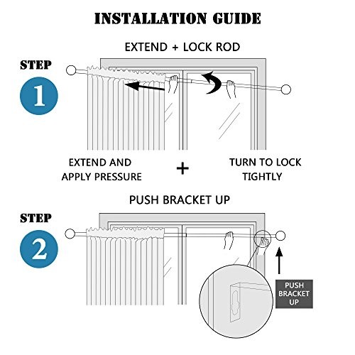 Window Curtain Rods for Windows 28 to 48 Inches Adjustable 28″-48″ Nickel