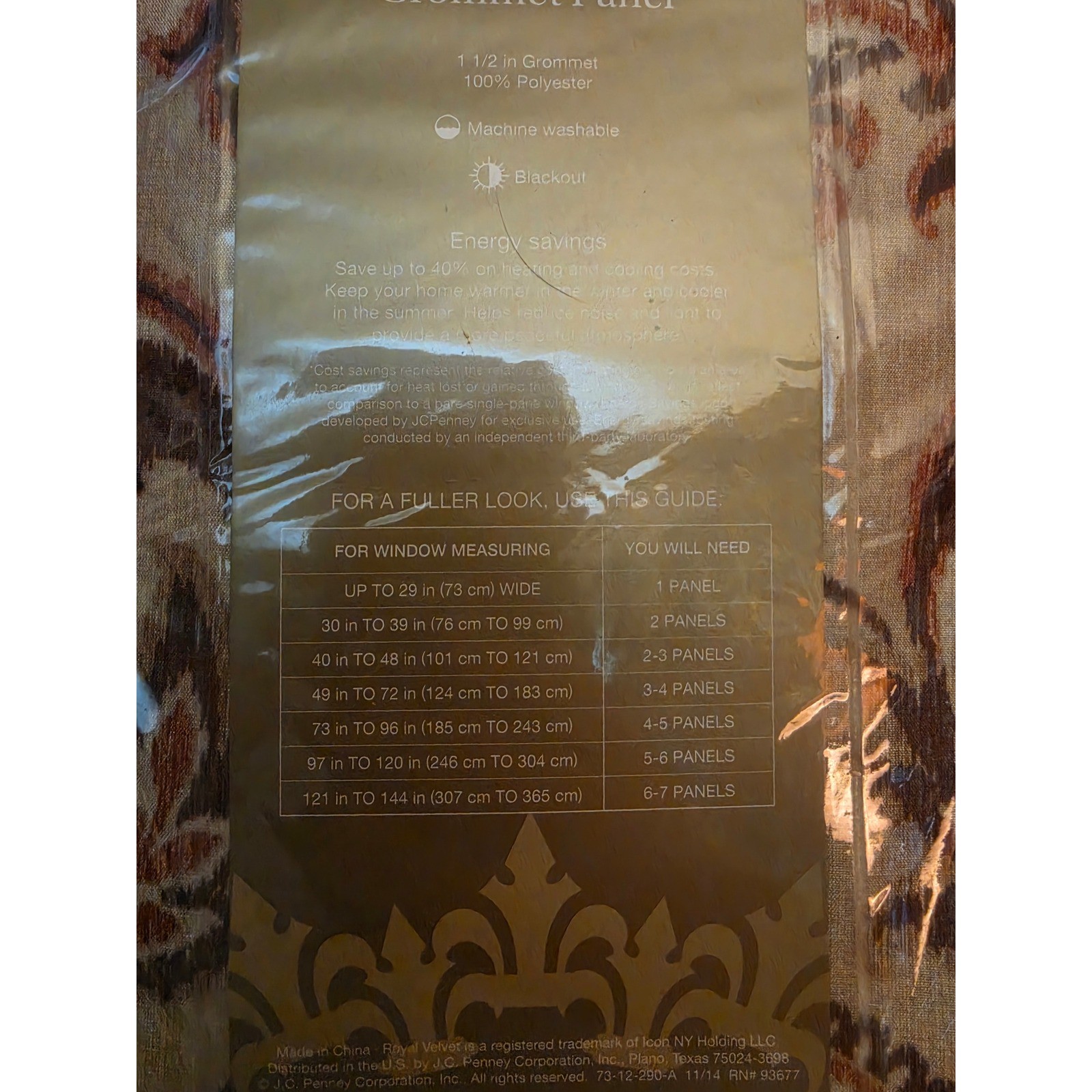 Royal Velvet Blaine Blackout Grommet Curtain Panel 50×84 Paisley Tan Brown Rust