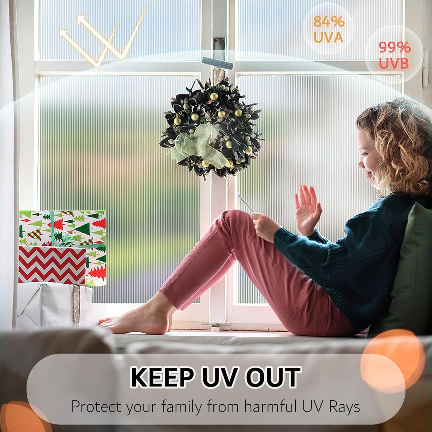 VELIMAX Reeded Glass Window Film, 17.7×78.7 (45x200cm), Frosted