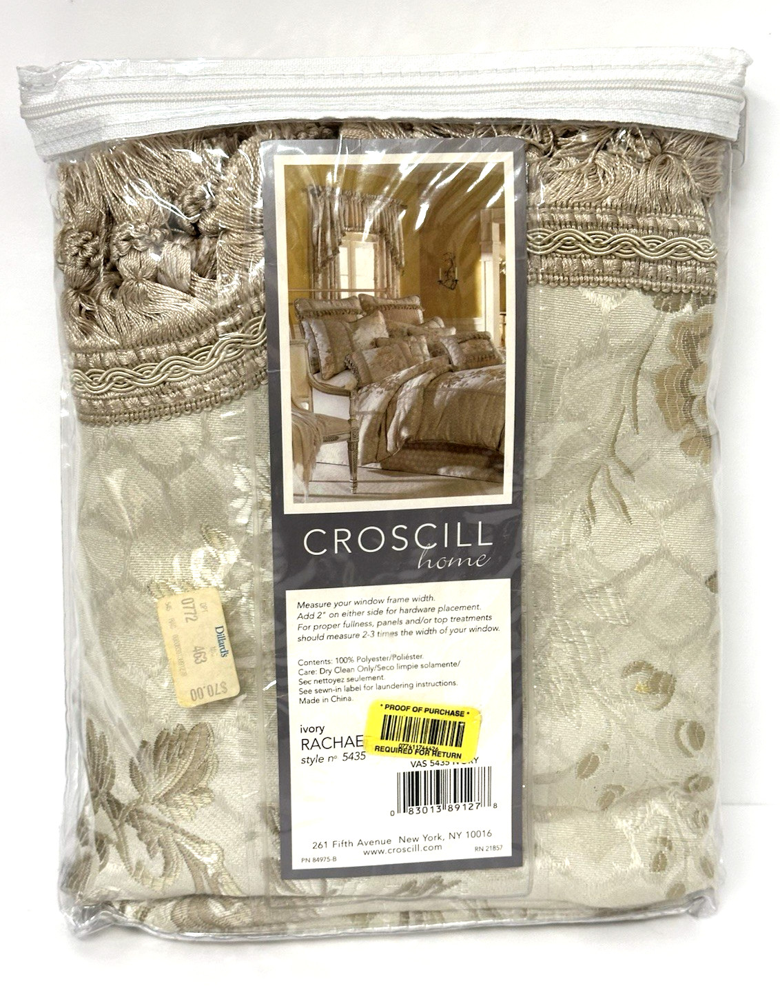 Croscill Home 1 Scalloped Valance Ivory Rachael 88″ w X 15″ l