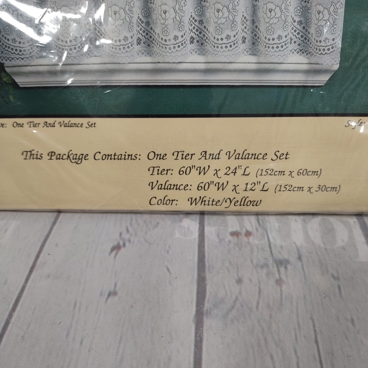 Hofmann Laces Limited Parakeet White Lace One Tier & Valance Set 60” W X 24” L
