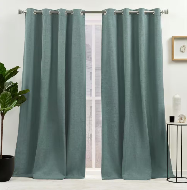 Nicole Miller New York Sawyer Sage Grommet Top Curtain 52″ x 108″ (Set of 2)