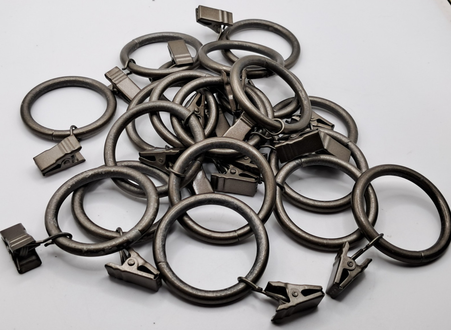 20 Standard Curtain Clip Rings Metal Matte Nickel Tone 1.75″ and 1.25″ Inner