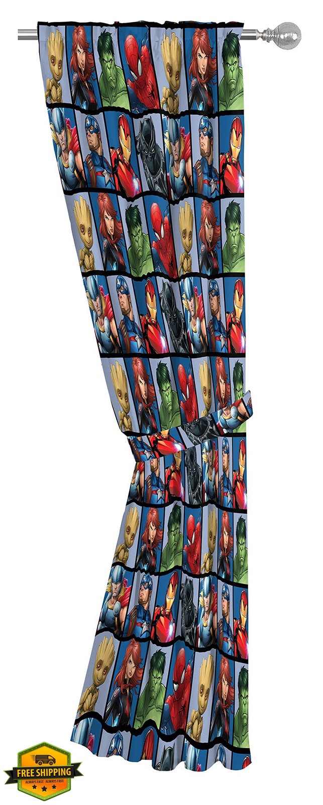 Jay Franco Marvel Avengers 84″ Drapes Curtains 2 Panels Tiebacks Set