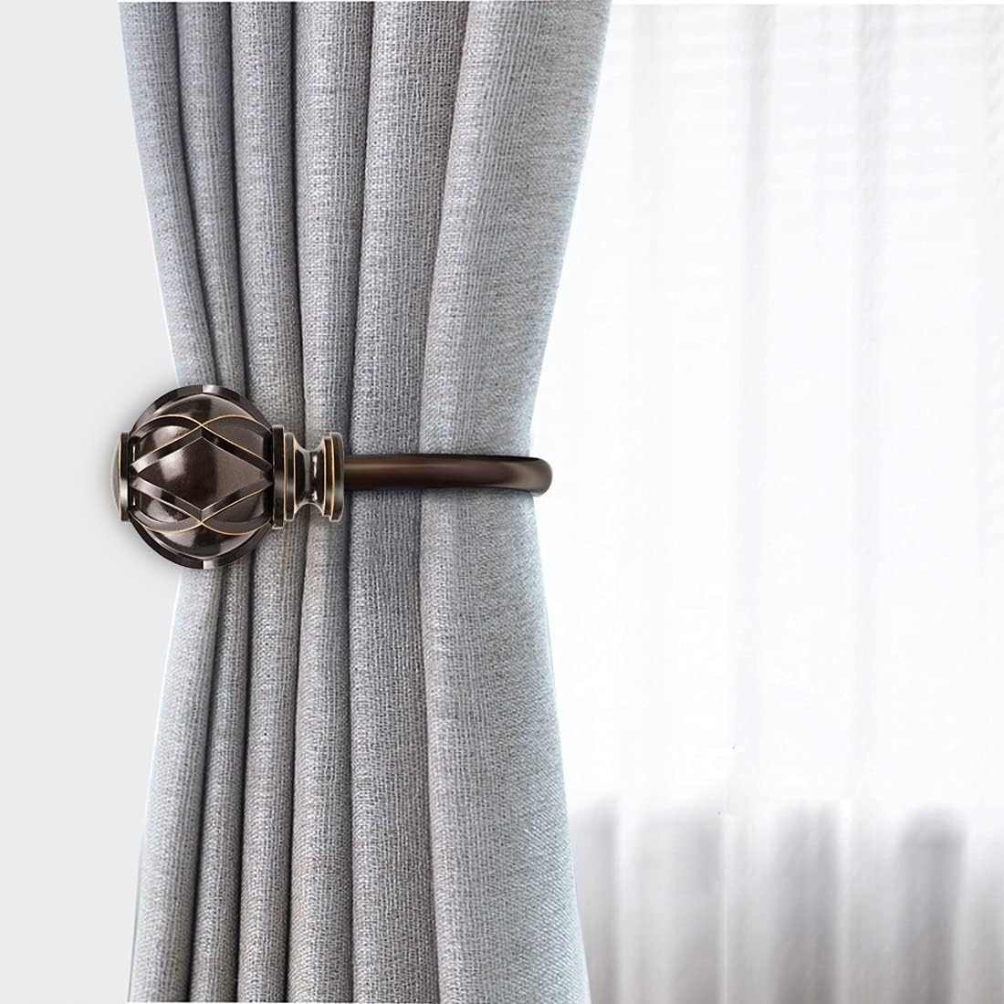 Elegant Antique Bronze Decorative Curtain Holdbacks – 2 Pack with Netted Texture