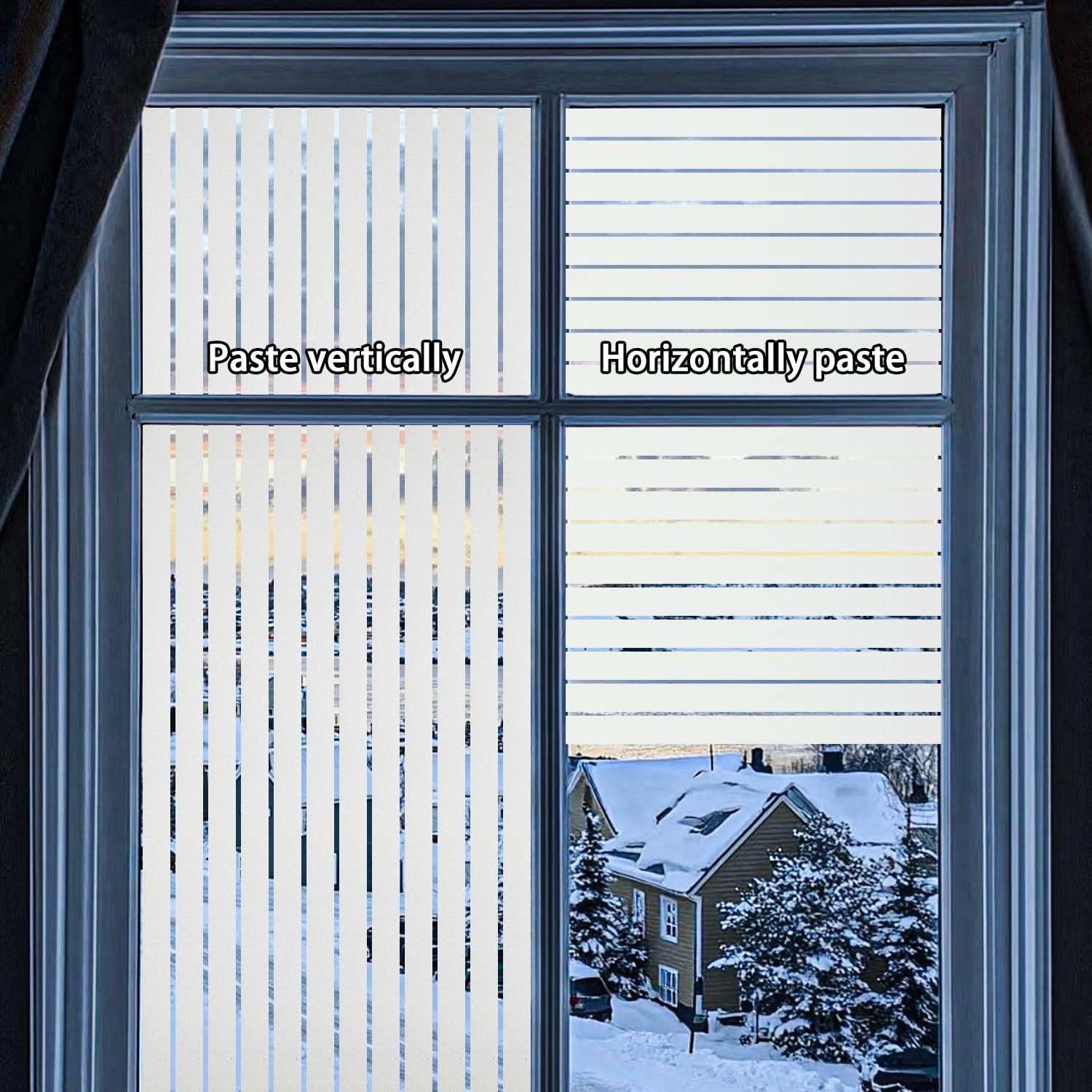 Window Privacy Film Stripes 29.6 x 78.7 Inch Static Cling UV Heat Control
