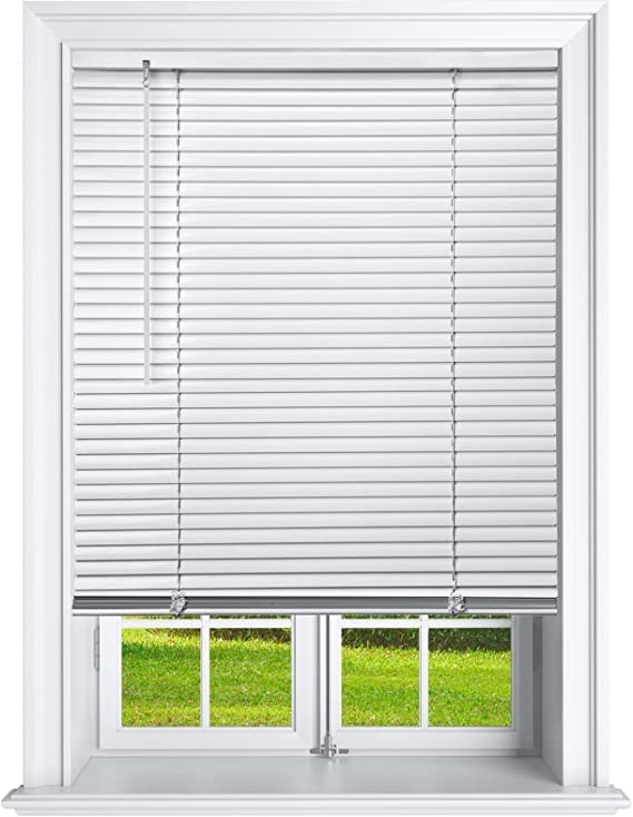 Cordless Window Blinds Vinyl Light Filtering Mini Shades 29 x 48 White Home Offi