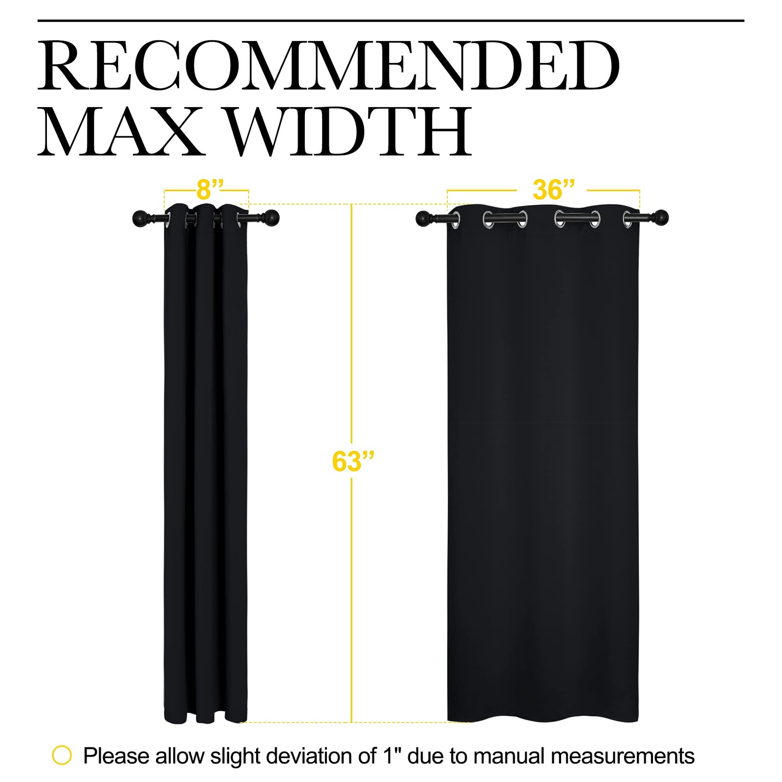 NICETOWN Halloween Pitch Black Solid Thermal 42″W x 63″L (Pack of 2),