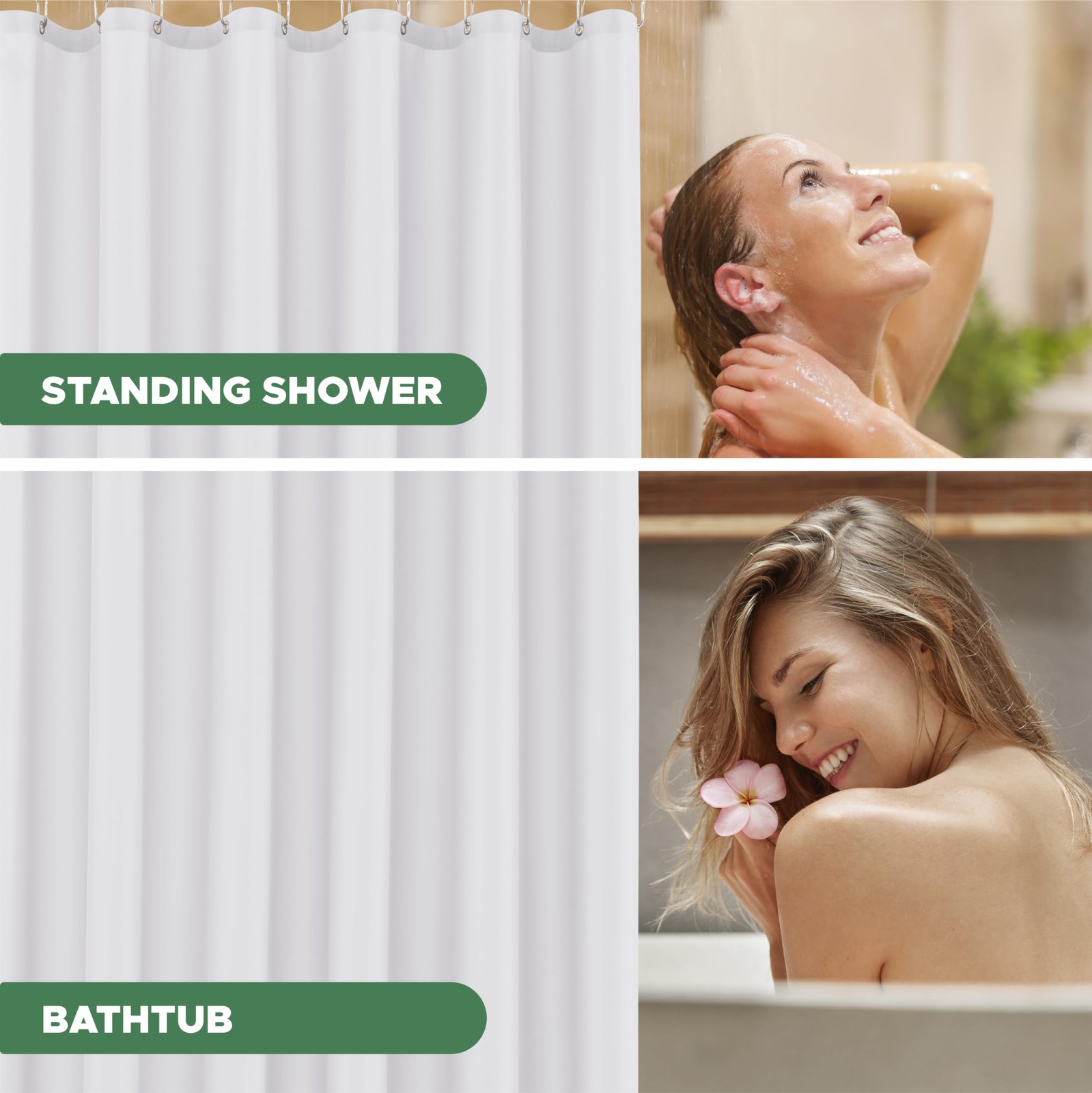 Biscaynebay Fabric Shower Stall Curtain 54″W x 72″L (Pack of 1), White