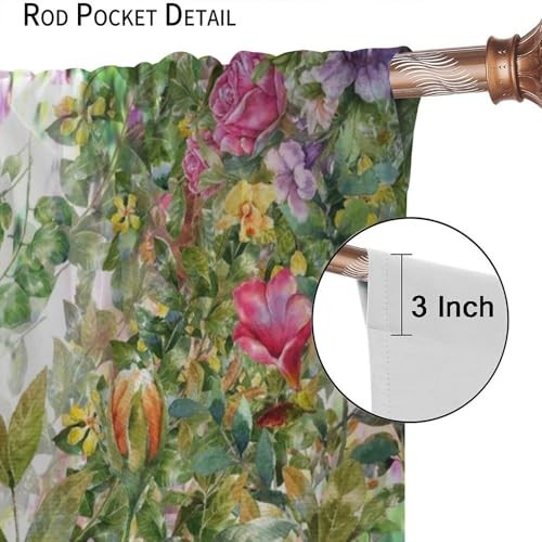 Flower Blackout Curtains Spring Garden 20″W x 45″L (Pack of 2) Floral-3