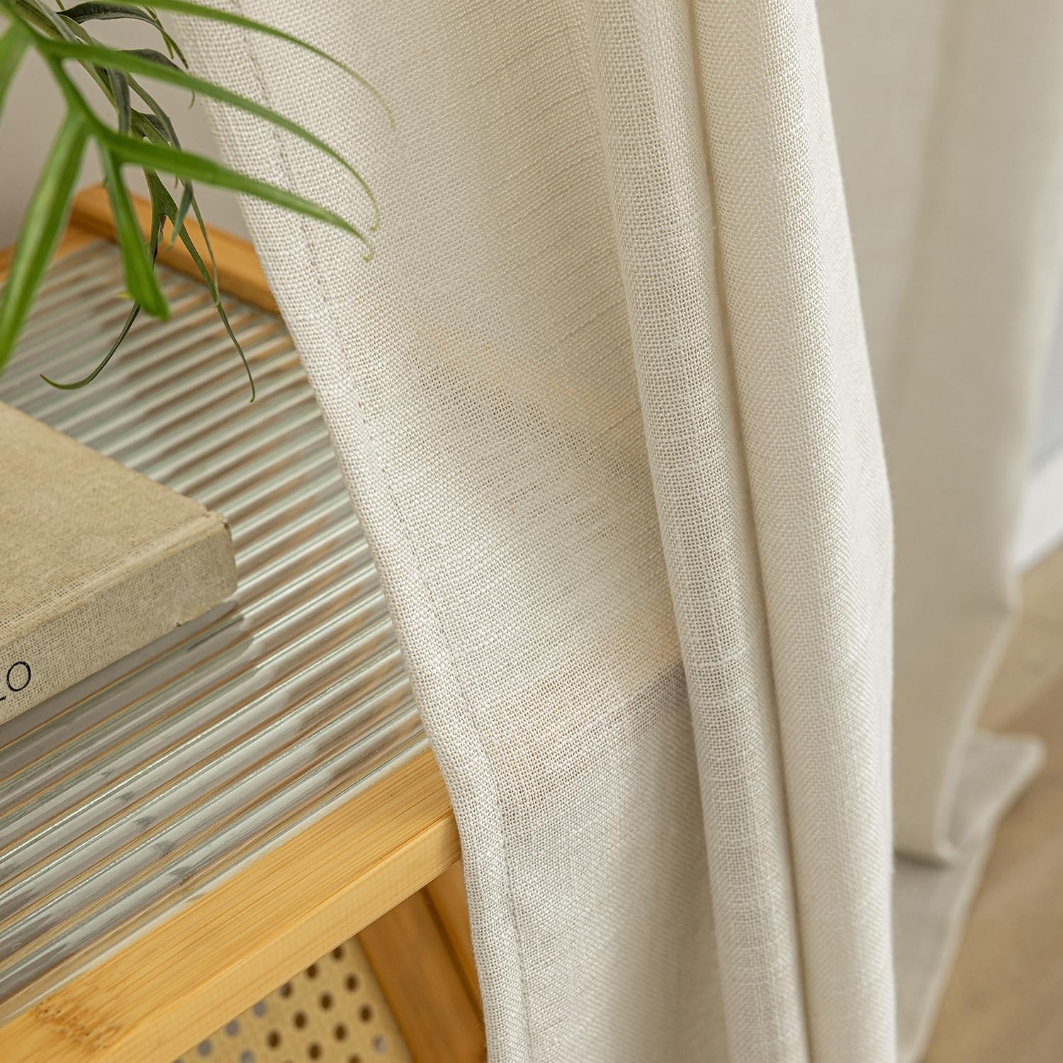 Natural Linen Textured Curtains Eyelet Linen Curtains for Window Living Room…