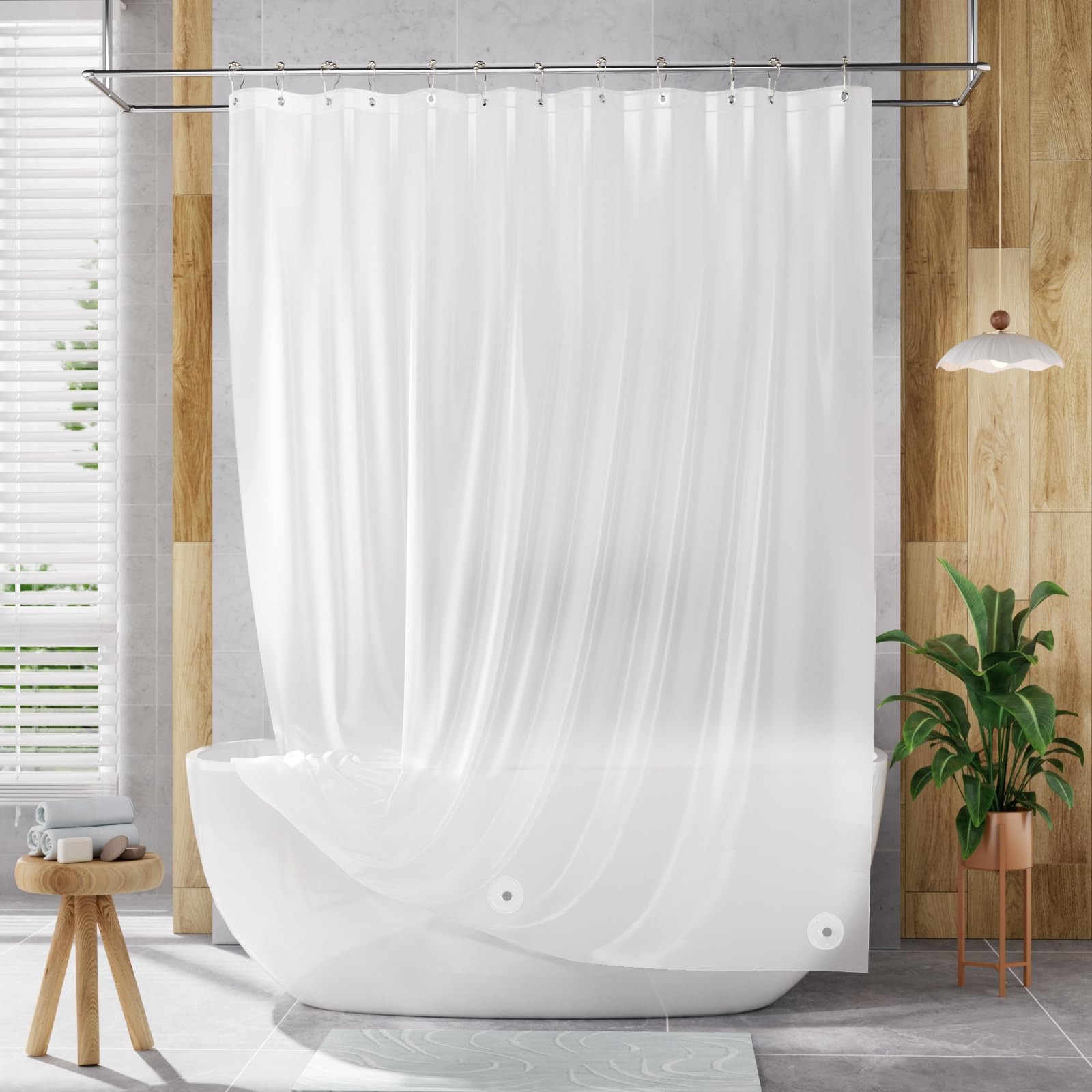 AmazerBath Shower Liner, 72×78 Plastic 72″W x 78″L (Pack of 1), Frosted