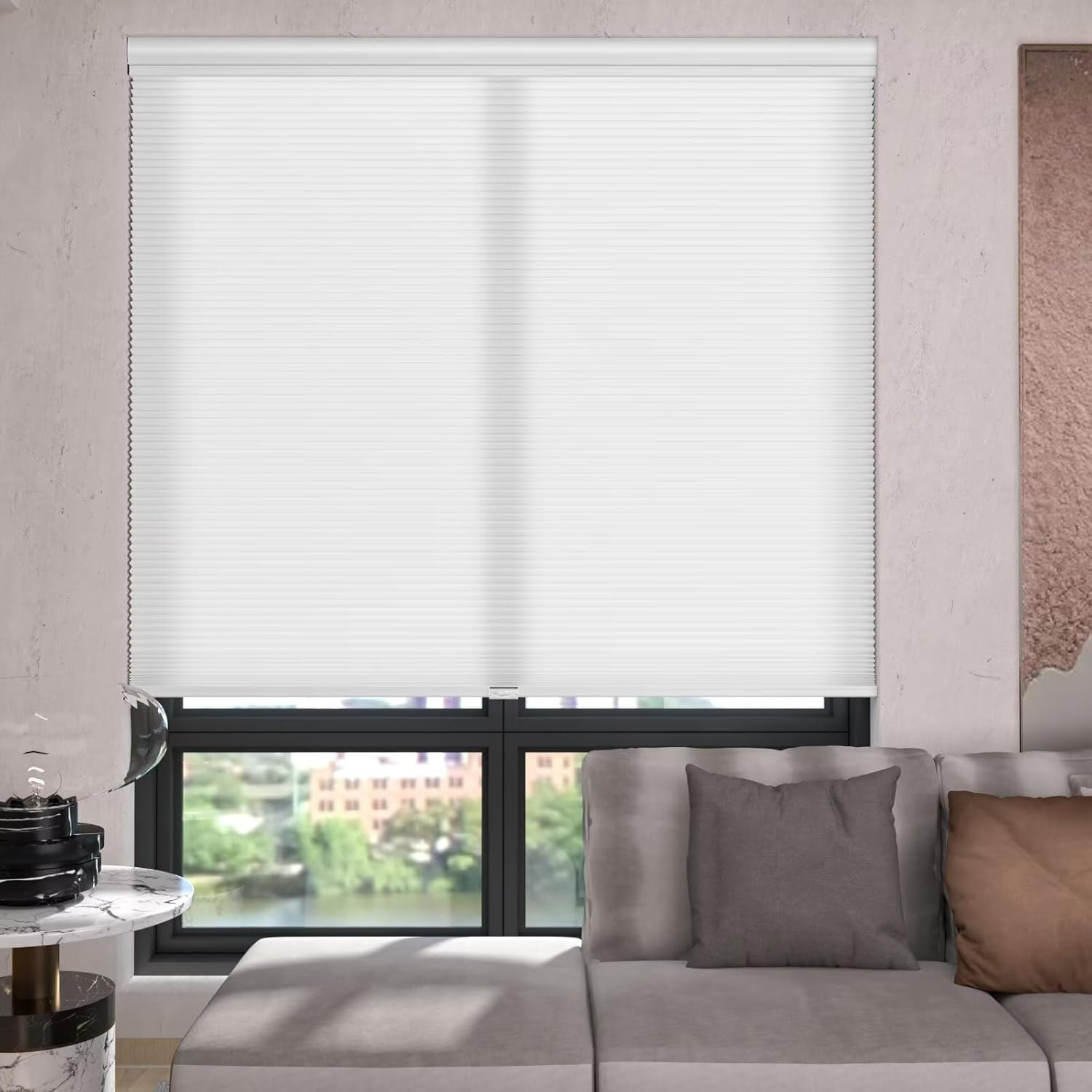 Cordless Top Down Bottom Up Cellular Shades, 35″ W x 72″ H, White