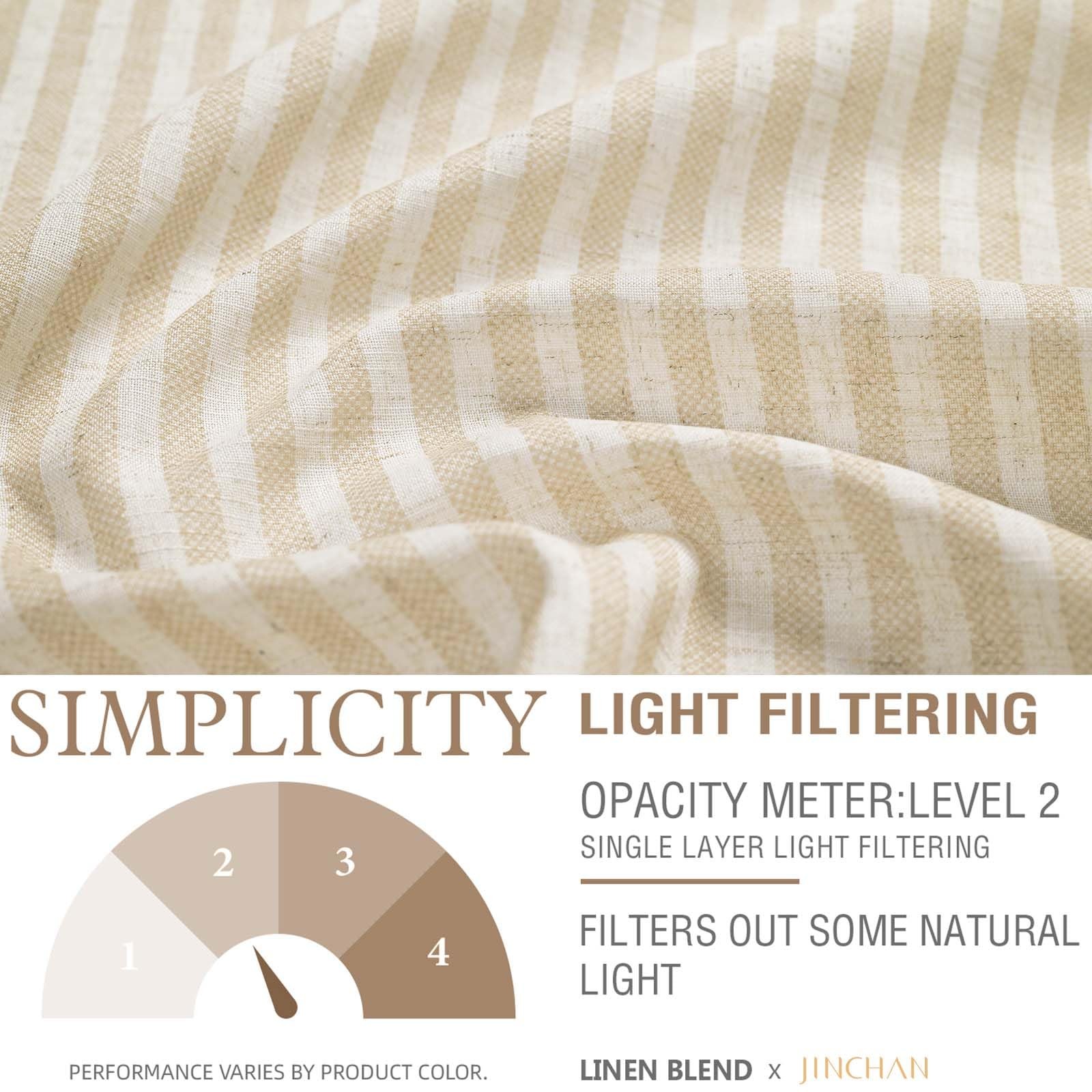 jinchan Tie Top Linen Kitchen 26″W x 24″L (Pack of 2), Striped Beige
