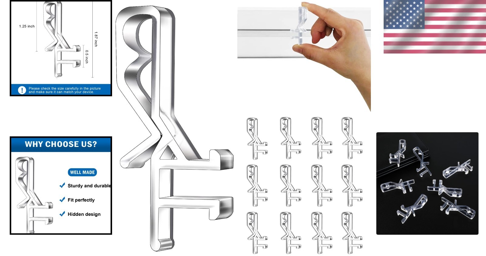 Waterproof 1-7/8” Hidden Valance Clips – Set of 12 for Elegant Indoor Spaces