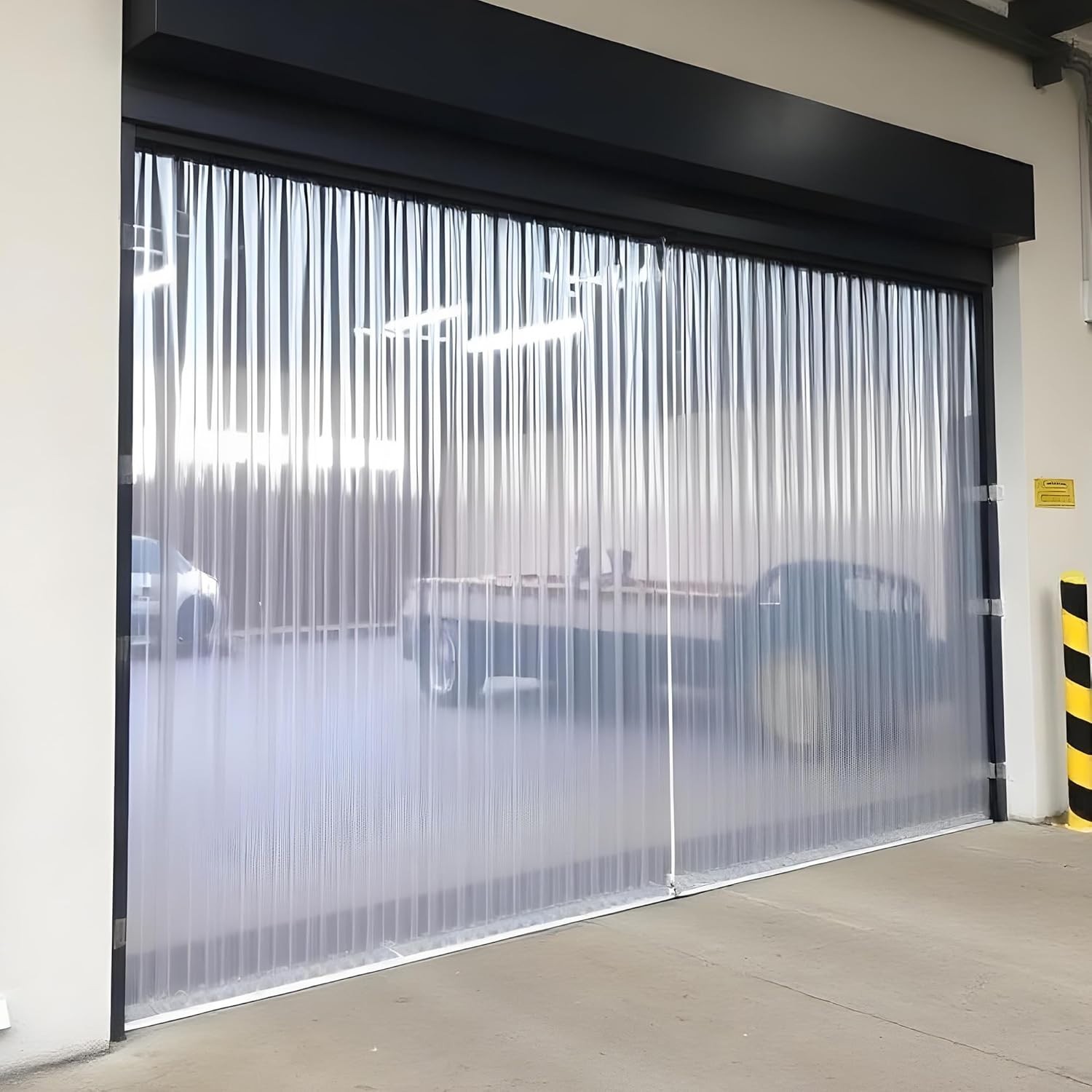 Clear Vinyl Strip Curtain for Warehouse Doors – Single 8″x8′