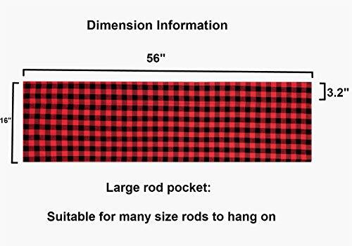 2 Pack Buffalo Check Plaid Window Valances Farmhouse Design Red and Black