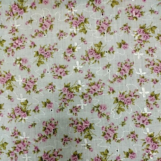 Handmade Light Pink Rose Eyelet Poly/ Cotton Valance, 42 X 15 INCHES