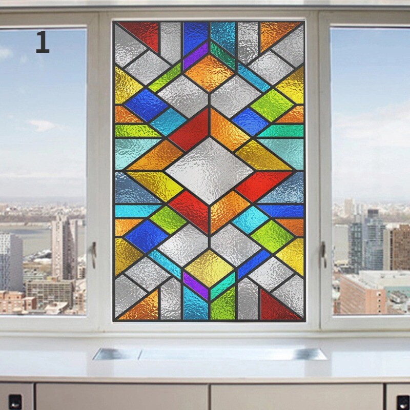 1x European-style Church Window Glass Sticker Static Cling Kitchen Balcony Door