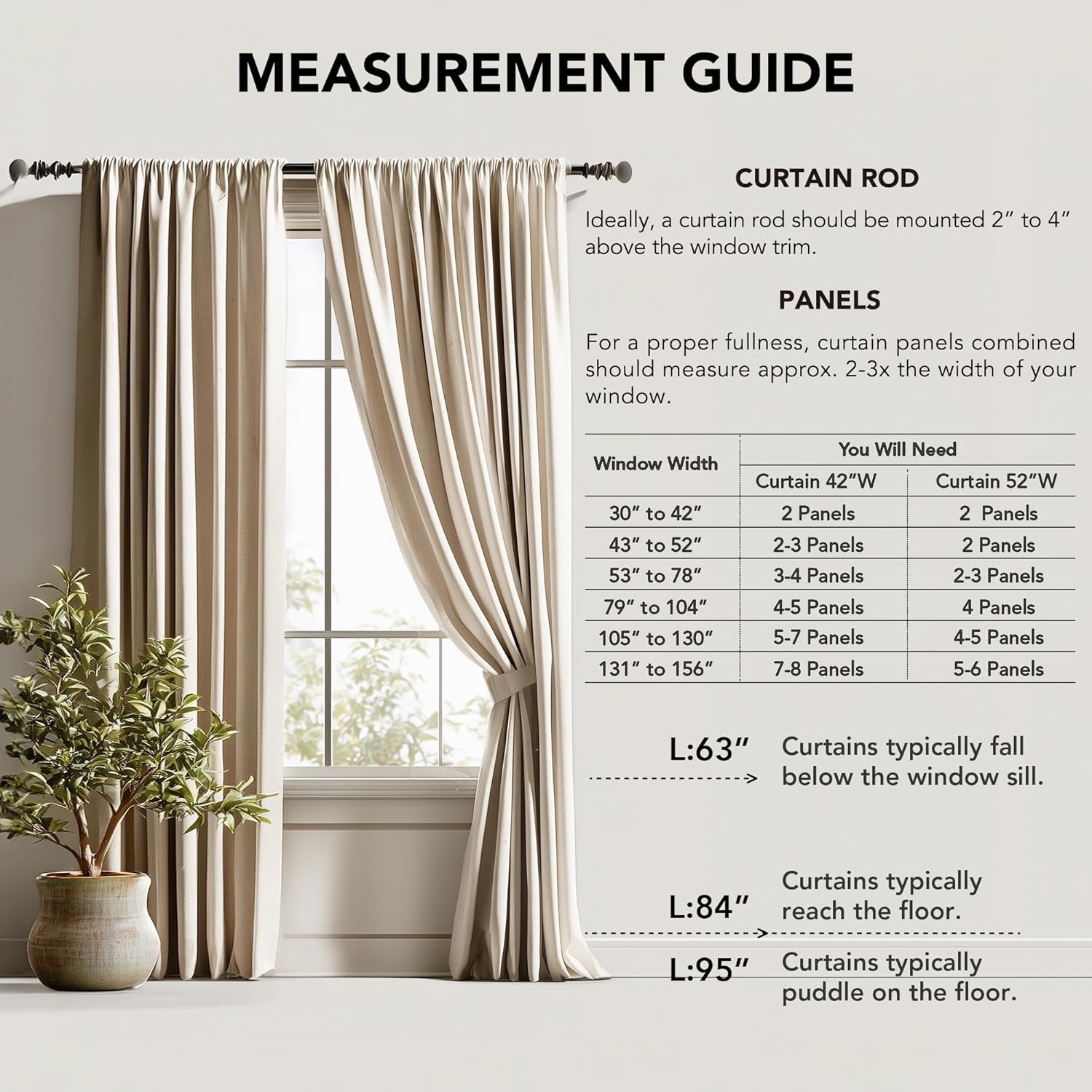 Elegant Noise Reducing Blackout Drapes – Oeko-Tex Certified 42×63 Panels, 2 Pack
