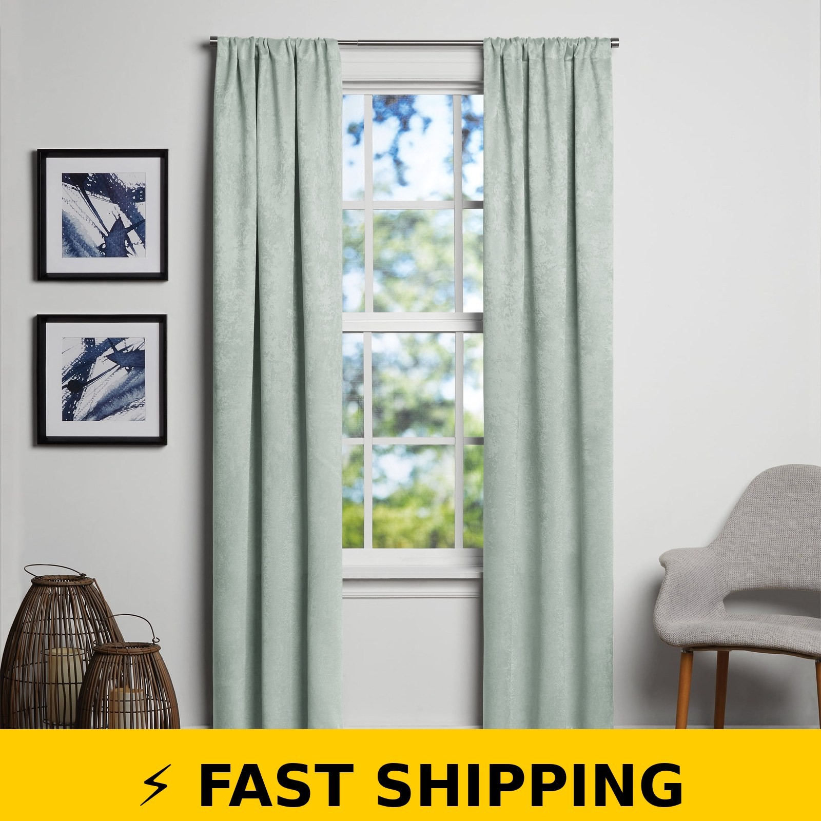 Mainstays Shimmer Rod Pocket Blackout Curtains 37″ W x 84″ L – Green