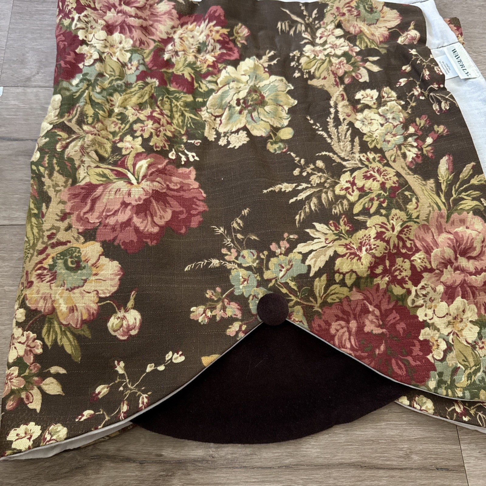 2 Custom Waverly Imperial Dress Antique Brown Valance 72″x17″ Floral Curtains