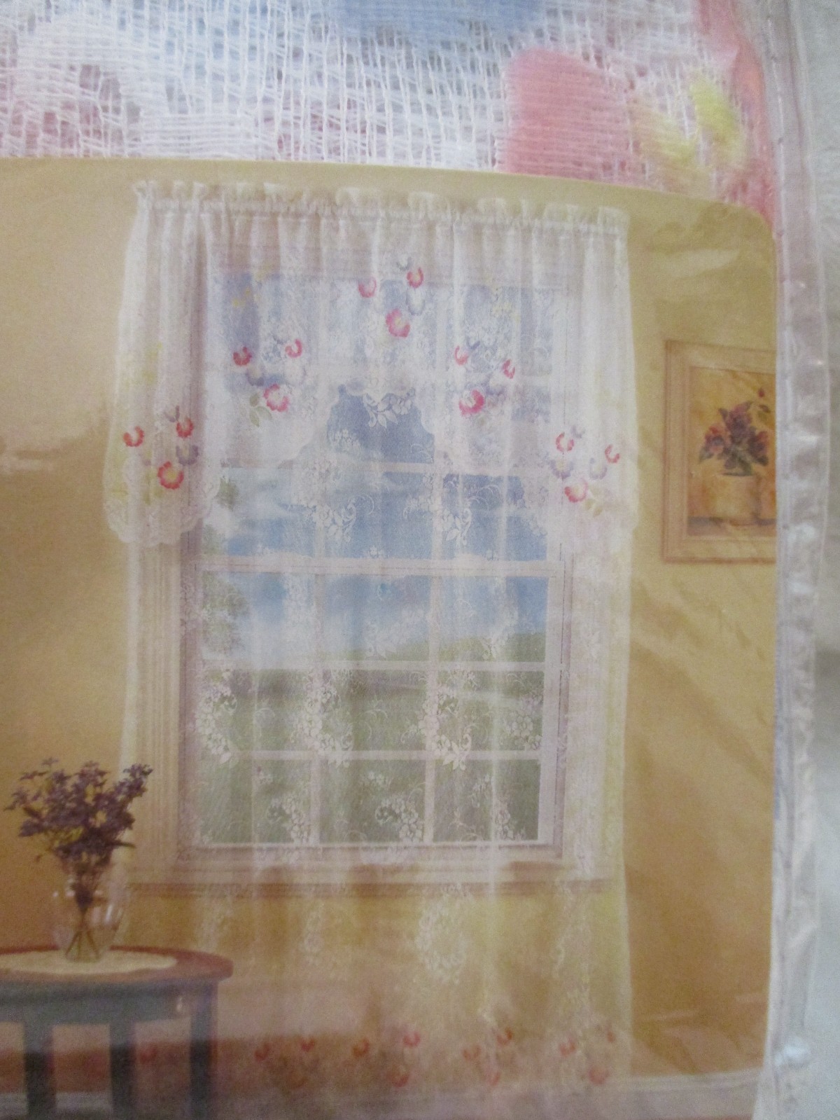 Mainstays~Lace Panel w/Attached Swag~4 Packages~Shelley White/Multi~Sealed