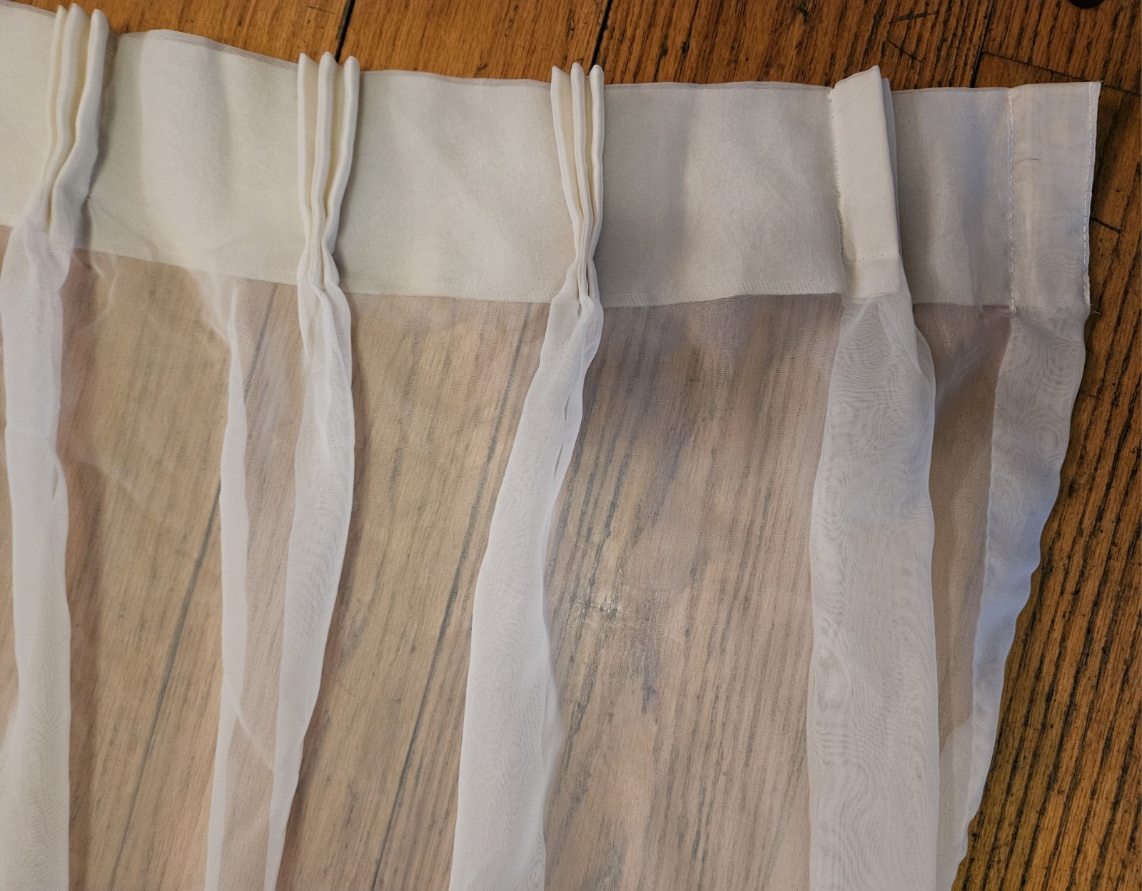Vtg Tergal Pinch Pleat Solid Off-White Voile Sheer Curtain Panel 48″x81″ France