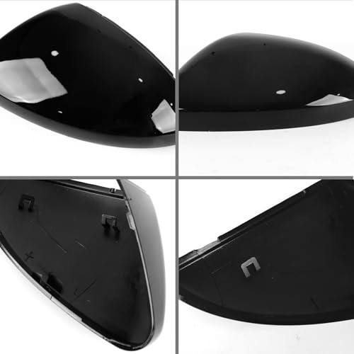 Rearview Mirror Cover Cap Compatible with VW Jetta Left + Right Glossy Black
