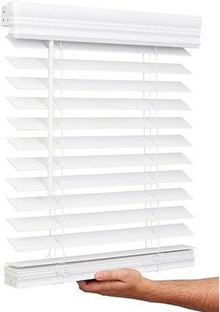 Lotus Windoware 2 Inch Faux Wood Cordless Blind 22×36 Bright White Open #R032