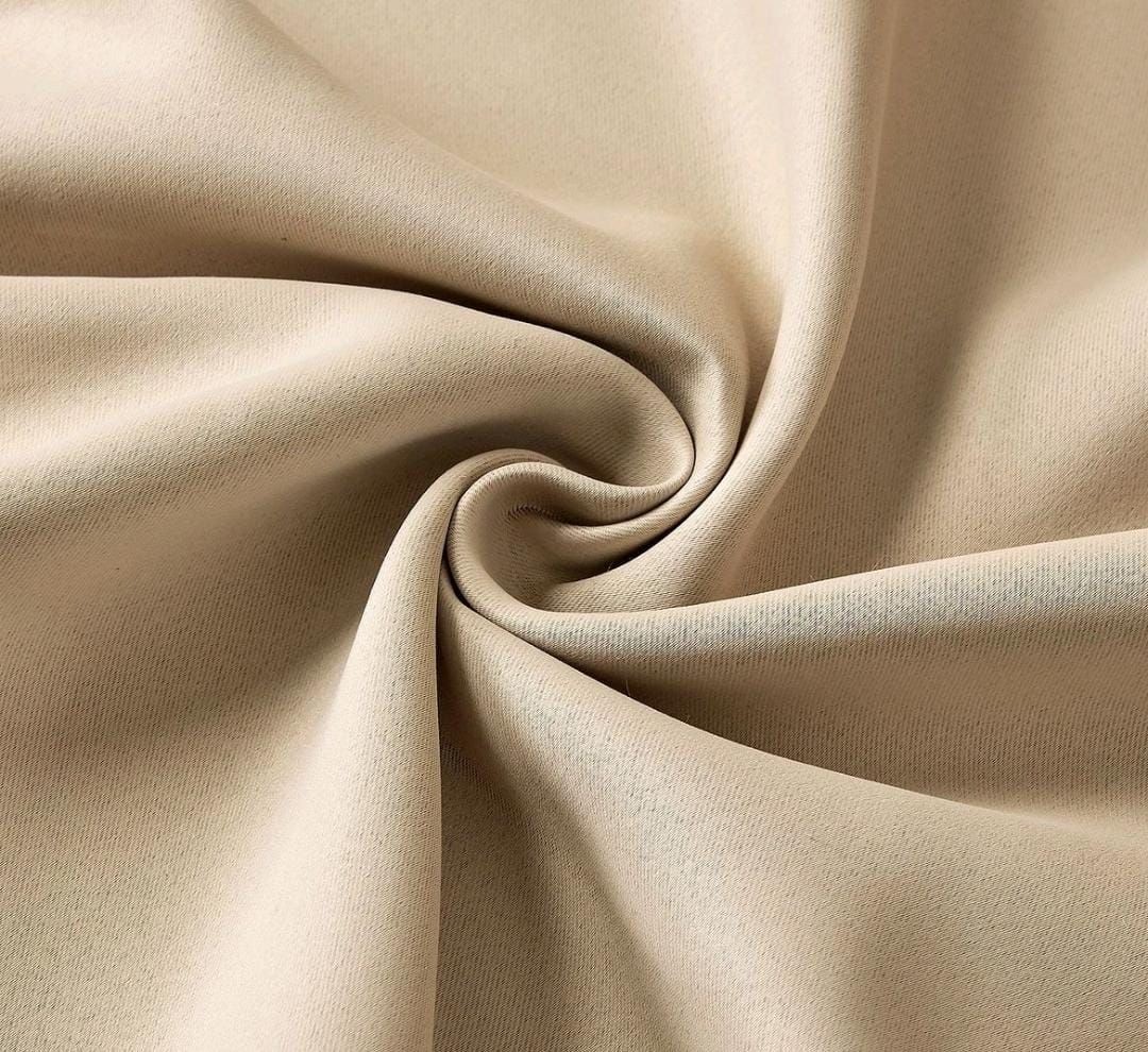 EYELET Ring Top Plain Thermal Beige BLACKOUT LINED Curtains with Tie Backs