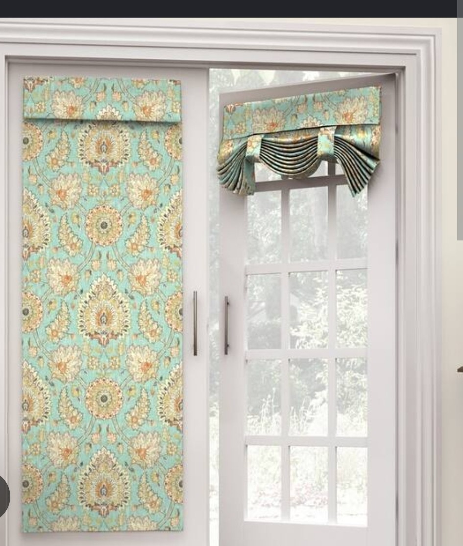 Waverly CLIFTON HALL Teal Blue Medallion French Door Panel Modern Farmhouse
