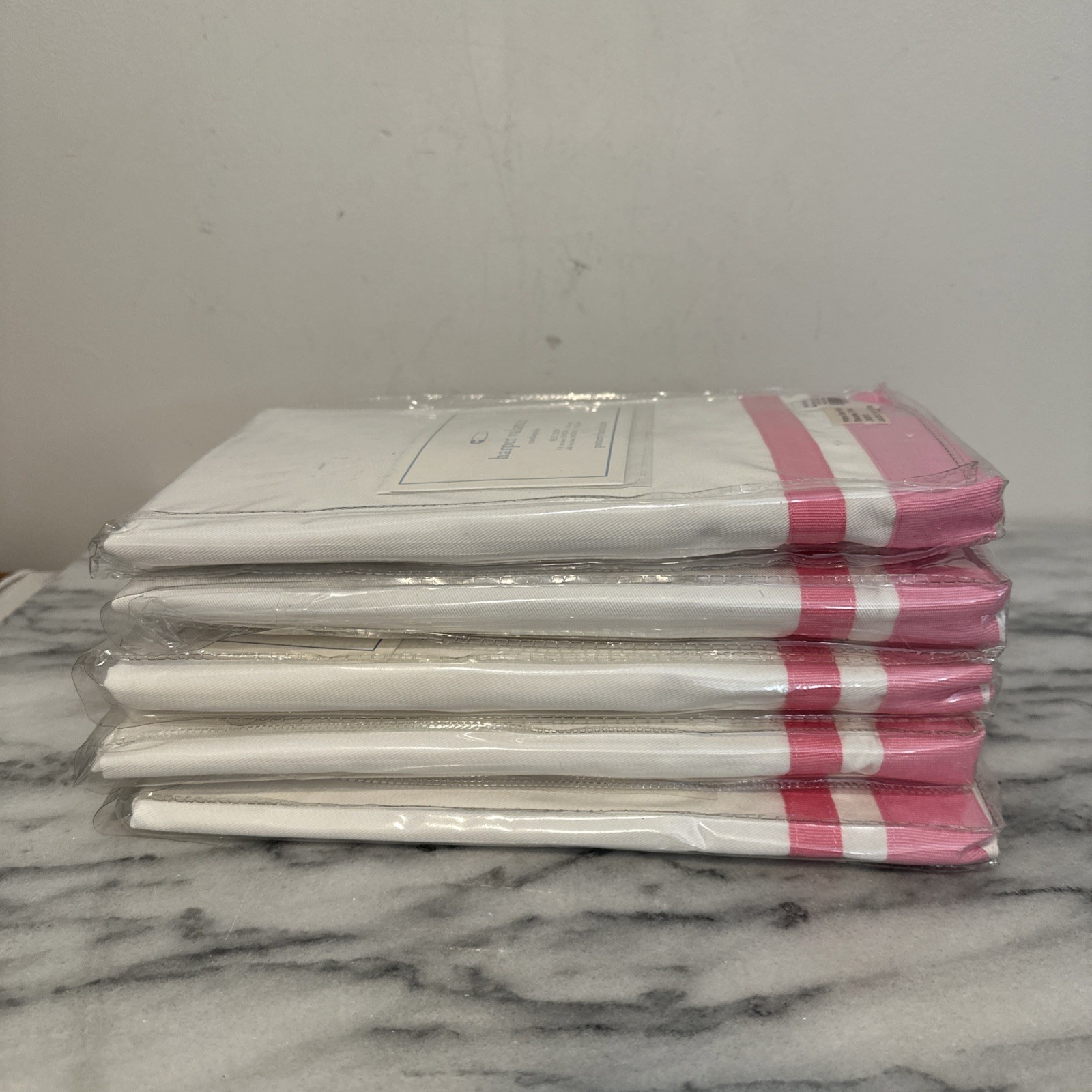 Pottery Barn Kids Harper Pink Stripe Window Valance 44 x 18” set of 5 NEW NIP