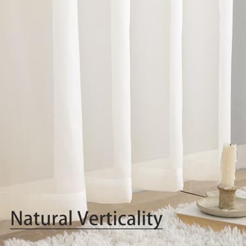 Semi Voile Sheer Curtains 84 Inches Long 2 Panels Rod Pocket 52″W x 84″L Ivory