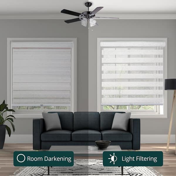 Chicology Cordless Light Filtering Dual Layer Zebra Roller Shade – Basic Natural