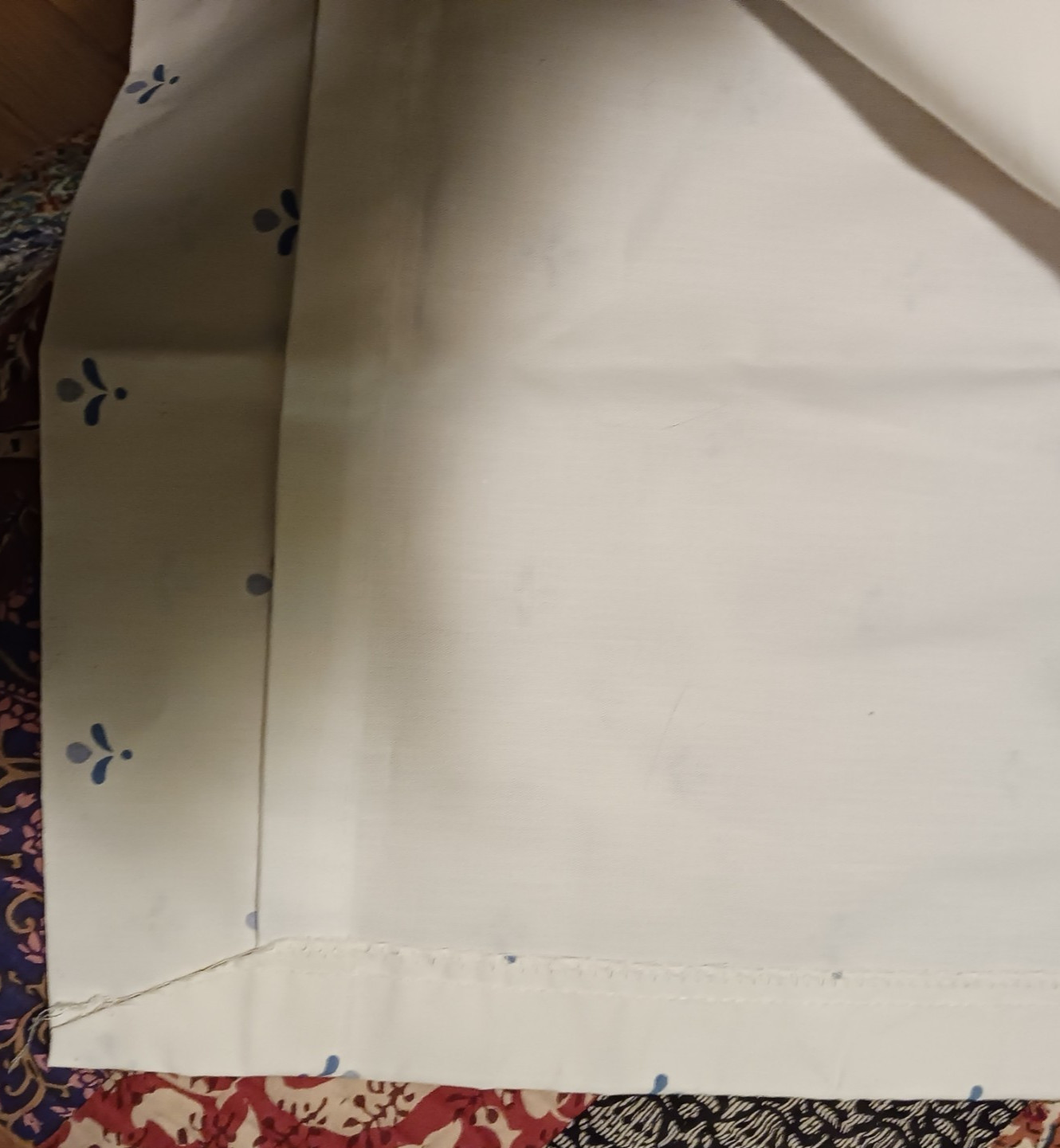 LAURA ASHLEY Bembridge Curtains Cream Blue Pinch Pleated Lined 1 Pair 2 Panels